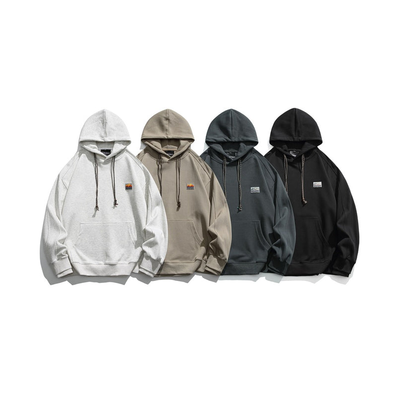 Unisex Hoodie Japanese-Style Retro Loose Hooded Sweater for Men and Women Couple
