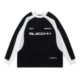 Men Hoodie Spring and Autumn Racing Suit Men's Loose round Neck Sweater Stitching Raglan Sleeve Sports