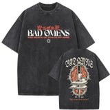 Washed Vintage Bad Omens Print T-shirt Funny Moth