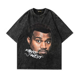 Men T Shirt Washed and Worn Vintage Print Short Sleeves T-shirt Men