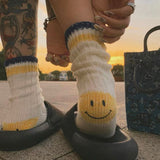 Kapital Sock Pingtian Hehong Wool Thick Needle Smiley Heel Thick Japanese Style Workwear Mixed Color Stripe Socks