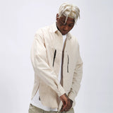 Men Long Sleeved T Shirt Long Sleeve Shirt Thin Coat Men's Casual round Hem Slit Shirt Fashion