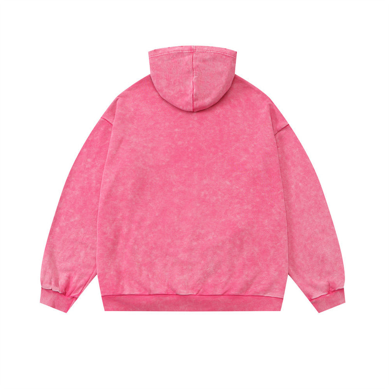 Men Hoodie Printed Sweater Men's Loose Washed-out Distressed Long Sleeve