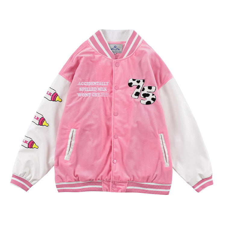 Varsity Jacket Vintage Autumn Baseball Uniform for Women