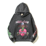 HS Hoodie Monster Skull Print Distressed Retro