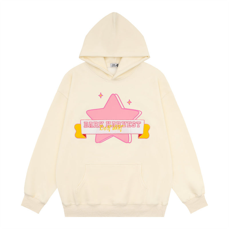 Men Hoodie Hooded Sweater Vibe Five-Pointed Star Print Loose