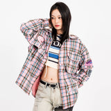 Men Long Sleeved T Shirt Plaid Long Sleeve Shirt Coat Men's and Women's Spring and Autumn Shirt