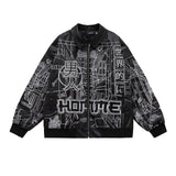 Graffiti Bomber Jacket Denim Jacket Men and Women Loose