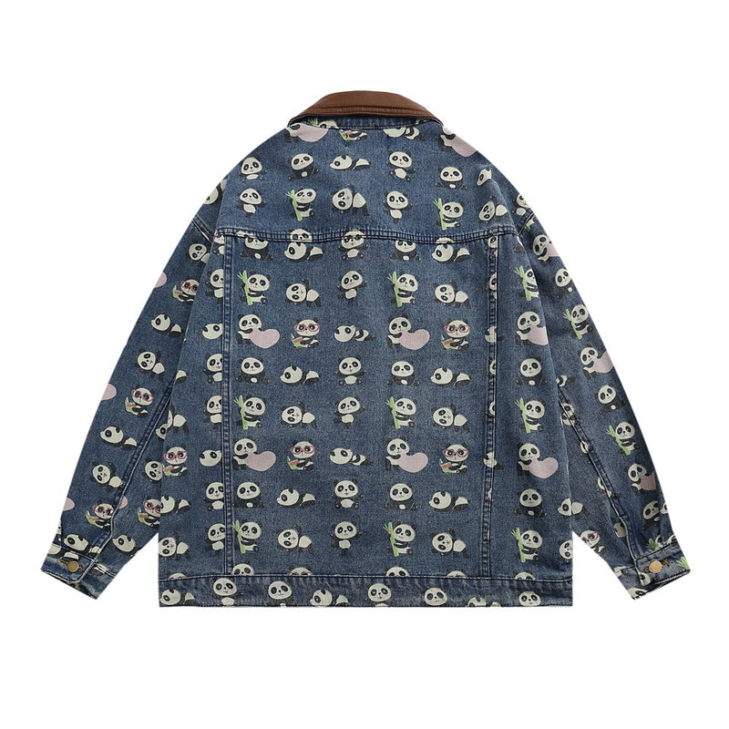 Men Denim Jacket Denim Shirt Coat Men's Contrast Color Lapels Jacket Spring and Autumn
