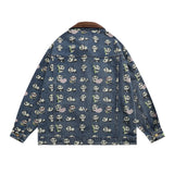 Men Denim Jacket Denim Shirt Coat Men's Contrast Color Lapels Jacket Spring and Autumn