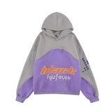 Men Fleece Lined Hoodie Patchwork Hoodie Men's Autumn and Winter Letters Puff Print Pullover