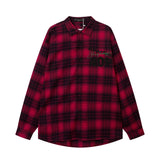 Men Long Sleeved T Shirt Plaid Shirt Digital Printing Letter Long Sleeve Top Loose Casual Shirt