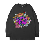 Men Long Sleeve Shirt Cartoon Pattern Printed Long Sleeve T-shirt Men and Women Couple Hip Hop