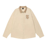 Men Long Sleeved T Shirt Printed Long Sleeve Shirt Loose Spring and Autumn Color Matching Street Fashion Zipper Shirt