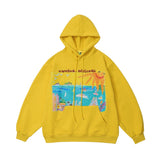 Men Hoodie Cartoon Oil Painting Landscape Printed Pullover Sweatshirt