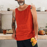 Men's T Shirt Cotton Linen Vest Multi-Color Waistcoat