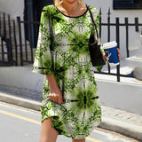 Jungle Print Maxi Dress Spring and Autumn plus Size Dress Women