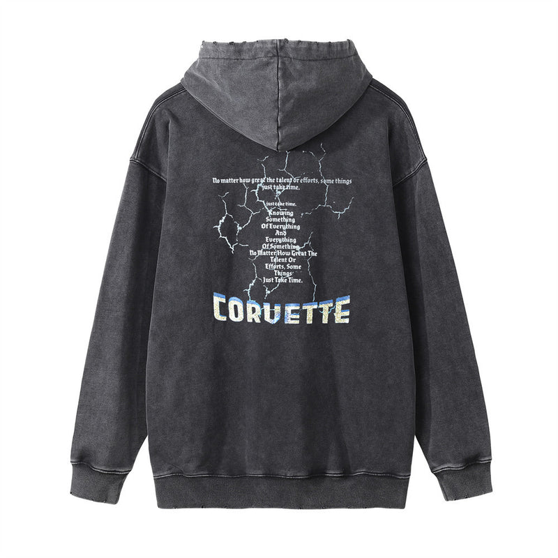 Men Hoodie Hooded Sweater Men's Ins Autumn and Winter Casual Distressed