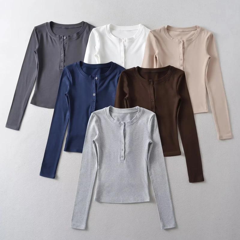 Women T-Shirt Bottoming Shirt T-shirt Autumn T-shirt Tight Top