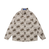 Men Long Sleeved T Shirt Hawaiian Drape Floral Shirt Men's Spring and Autumn Loose Lapel Long Sleeves Shirt