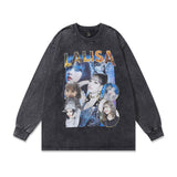 Men Long Sleeve Shirt Vintage Washed and Worn Long Sleeve T-shirt Men's and Women's Oversize Top Autumn