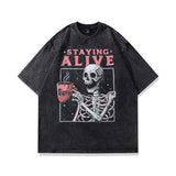Men T Shirt Hip Hop Retro Printed Distressed Couple Short Sleeve T-shirt Men and Women