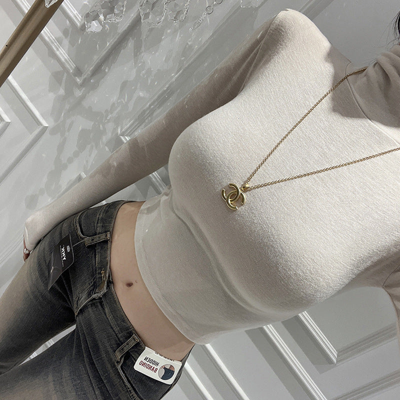 Women Long Sleeve Shirt Tight Long Sleeve Bottoming Autumn and Winter