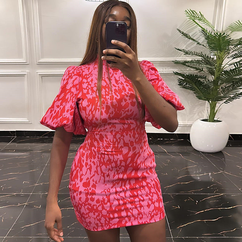 Women Dresses Dress Printed Pullover Skirt Hip Skirt