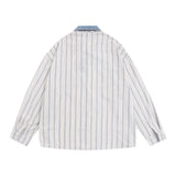 Men Long Sleeved T Shirt Cartoon Embroidered Long Sleeve Shirt Men's Loose Casual Polo Collar Shirt