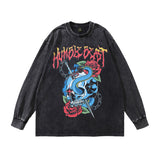 Men Long Sleeve Shirt Cartoon Print Bottoming Long Sleeve T-shirt Men and Women Oversize Couple's Tops