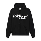 Men Fleece Lined Hoodie High Street Letters Printed Hoodie Men's Loose Hooded
