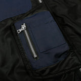 Men Cotton Loaded Jacket Coat Color Contrast Patchwork Jacket Coat Men's Loose Zip Motorcycle Cotton-Padded Jacket