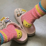 Kapital Sock Pingtian Hehong Wool Thick Needle Smiley Heel Thick Japanese Style Workwear Mixed Color Stripe Socks