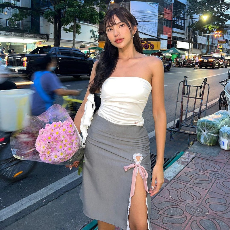 Women Skirt Autumn Design Street Split Slimming Skirt