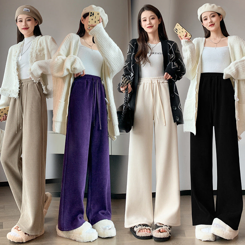 Palazzo Pants Corduroy Wide-Leg Pants Women's Autumn High Waist Straight Casual