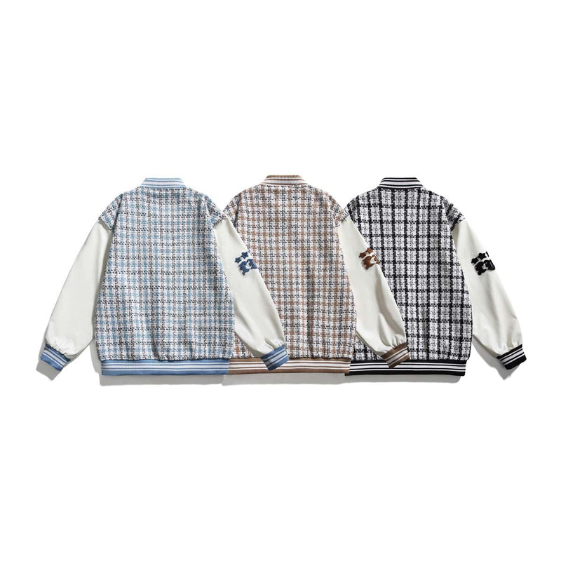 Unisex Jacket Autumn Tricolor Plaid Embroidered Jacket Women's Clothing