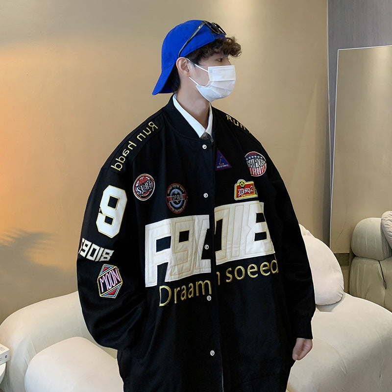 Varsity Jacket Vintage Retro Motorcycle Clothing Coat Autumn and Winter Loose Couple Baseball Uniform