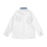 Men Long Sleeved T Shirt Embroidered Letter Long Sleeve Shirt Men's Loose Casual Contrast Color Shirt Spring and Autumn