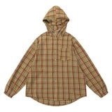 Men Long Sleeved T Shirt Hooded Plaid Shirt Men Spring Autumn Outdoor Sports and Casual Loose Long Sleeve