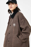 Unisex Jacket Autumn Contrast Color Canvas Coat Women's Clothing