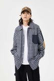 Unisex Jacket Autumn Patch Plaid Shirt Women's Clothing