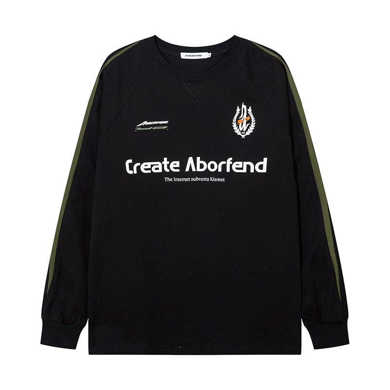 Men Long Sleeve Shirt Retro College Style Idle Style Sports Long Sleeve Casual Sweatshirt Men and Women