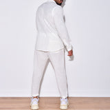 Men Co-Ords Linen Autumn Leisure Suit Long Sleeve
