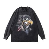 Men Long Sleeve Shirt Cartoon Print Bottoming Long Sleeve T-shirt Men and Women Oversize Couple's Tops