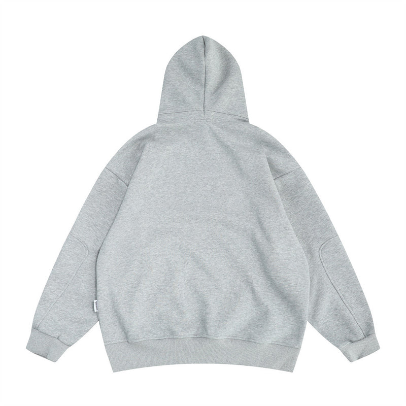 Men Hoodie Letter Embroidered Shoulder Pad Decorative Hooded Sweater