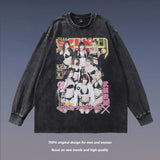 Men Long Sleeve Shirt Vintage Long Sleeve T-shirt Men and Women All-Matching Casual