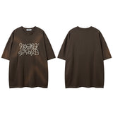 Men T Shirt Hiphip Letter Embroidered Short Sleeve T-shirt Men and Women Couple