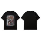 Men T Shirt Vintage Printed Short Sleeve Men's and Women's Loose Distressed T-shirt