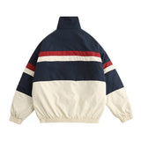 Men Cotton Mixed Jacket Coat Letter Embroidery Stitching Contrast Color Men Winter Zipper Thermal