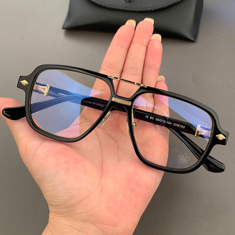CHH Chrome Hearts Glasses Double Beam Black Frame Plain Face Glasses Frame